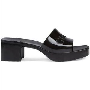 Black slides designer sandals